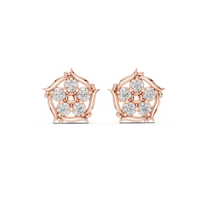 18K Rose Gold Round Lab-Grown Diamond Everyday Wear Earrings for Women | Pure Carat