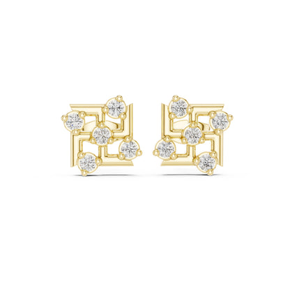 18K Yellow Gold Round Lab-Grown Diamond Engagement Earrings for Women | Pure Carat