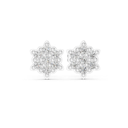 18K Rose Gold Round Lab-Grown Diamond Everyday Wear Earrings for Women | Pure Carat