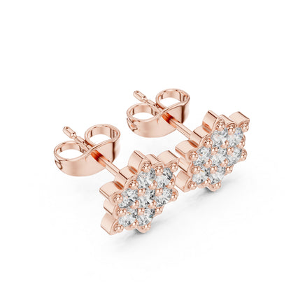 18K Rose Gold Round Lab-Grown Diamond Everyday Wear Earrings for Women | Pure Carat