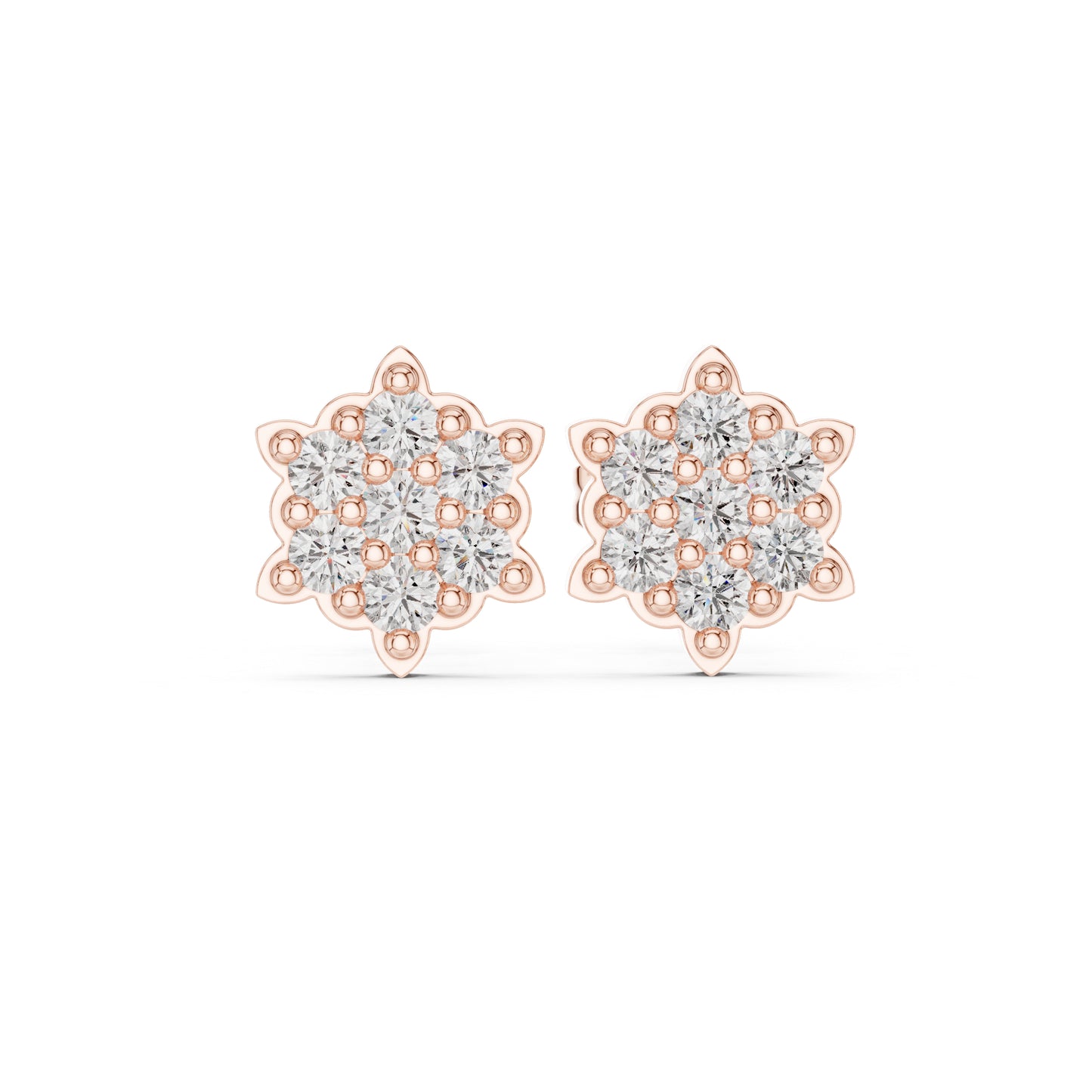 18K Rose Gold Round Lab-Grown Diamond Everyday Wear Earrings for Women | Pure Carat