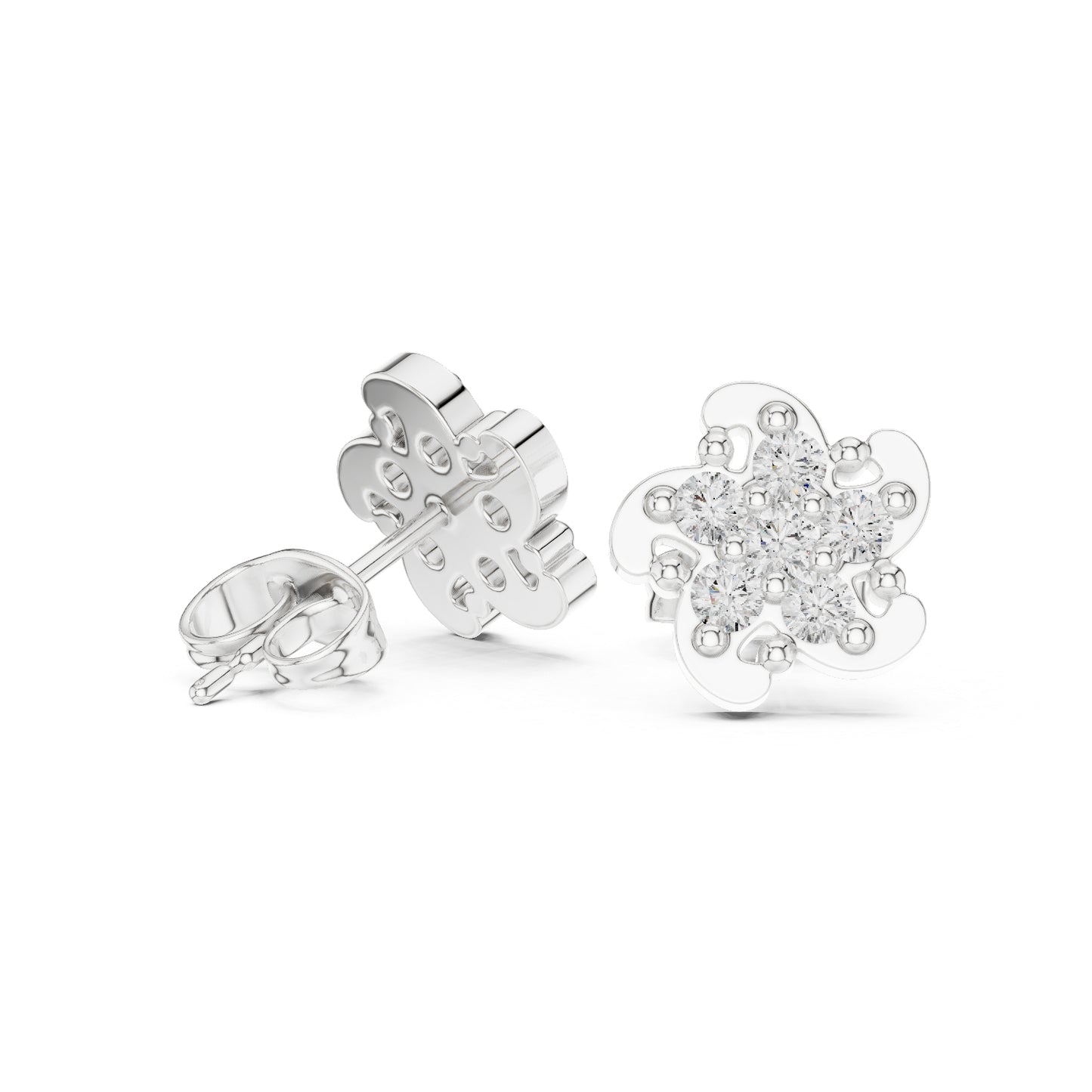 14K White Gold Round Lab-Grown Diamond Engagement Earrings for Women | Pure Carat