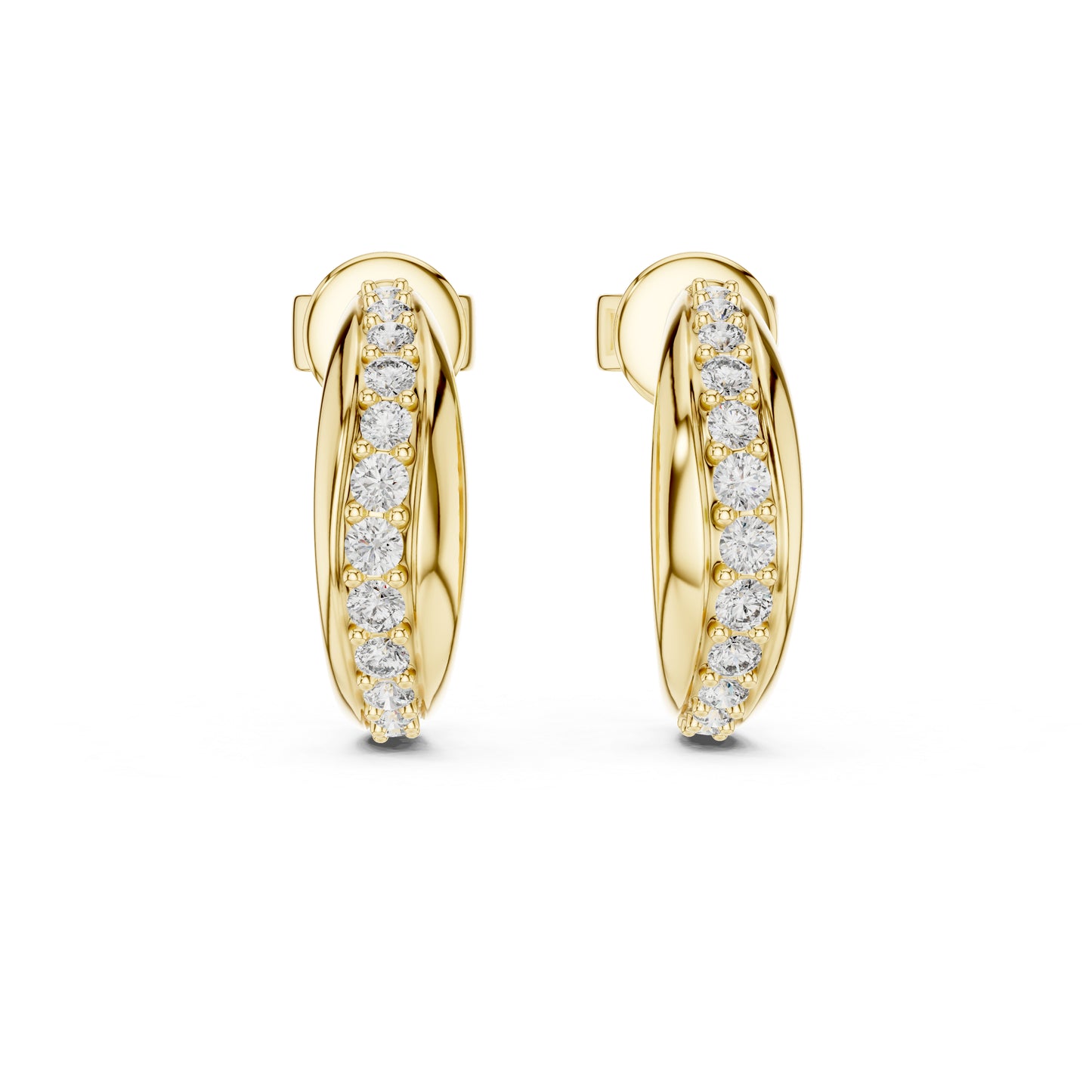 14K Rose Gold Round Cut Diamond Earrings for Women - Party Wear Jewellery - Pure Carat