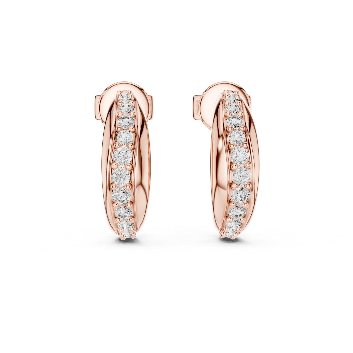 14K Rose Gold Round Cut Diamond Earrings for Women - Party Wear Jewellery - Pure Carat