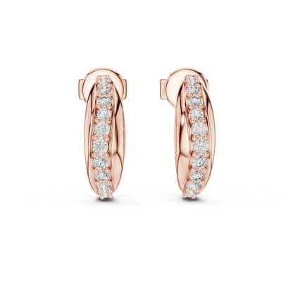 14K Rose Gold Round Cut Diamond Earrings for Women - Party Wear Jewellery - Pure Carat