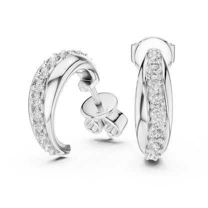 14K Rose Gold Round Cut Diamond Earrings for Women - Party Wear Jewellery - Pure Carat