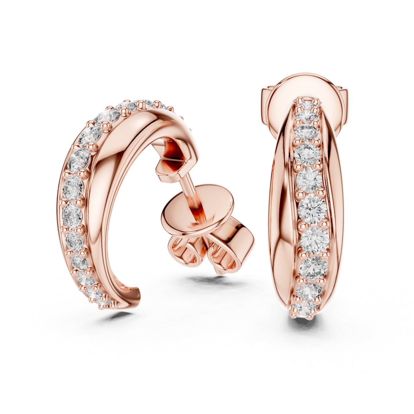 14K Rose Gold Round Cut Diamond Earrings for Women - Party Wear Jewellery - Pure Carat