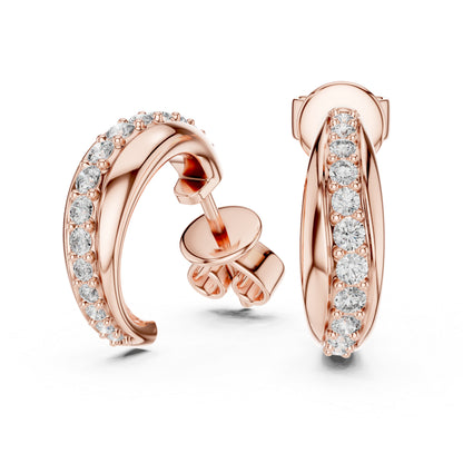 14K Rose Gold Round Cut Diamond Earrings for Women - Party Wear Jewellery - Pure Carat