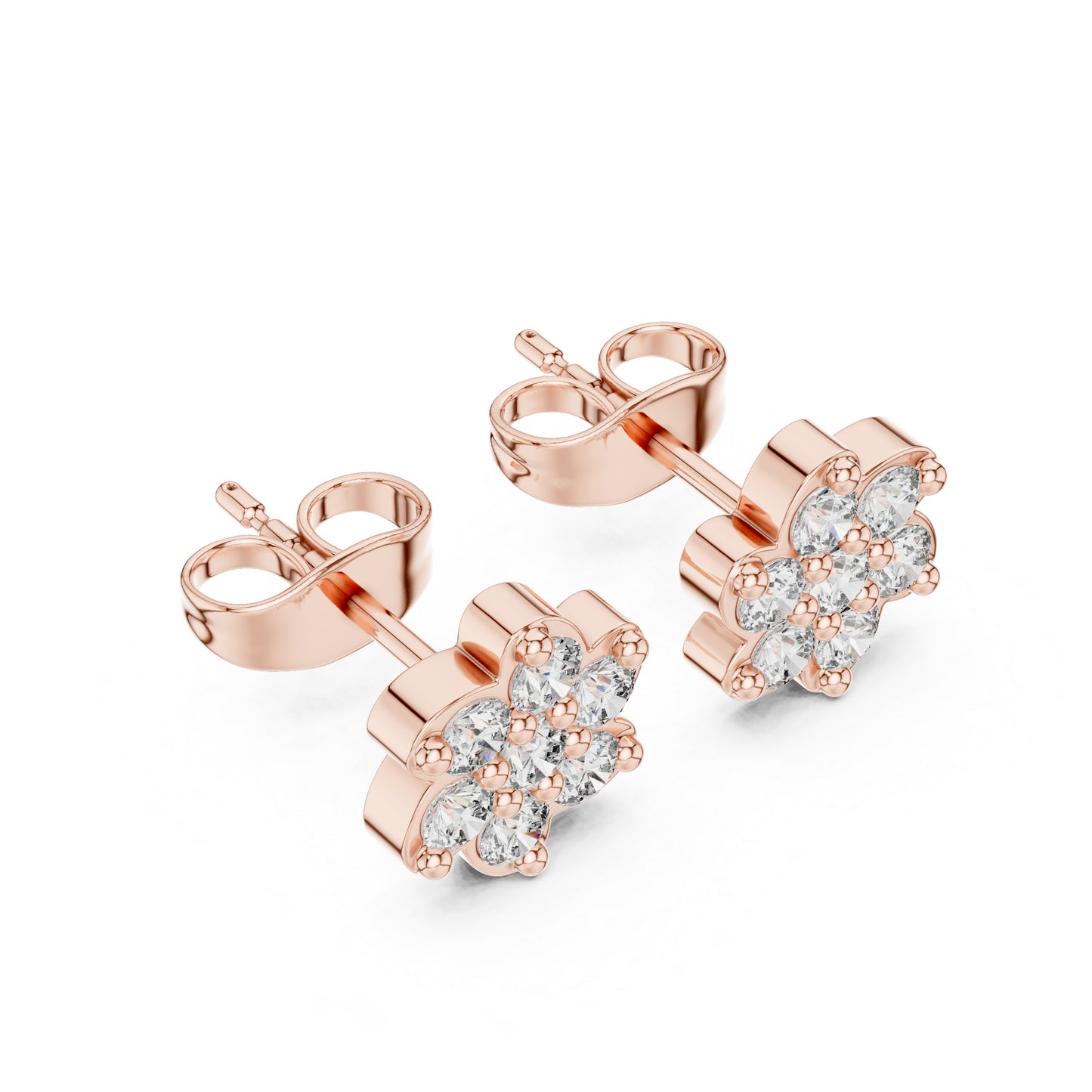 18K Rose Gold Round Lab-Grown Diamond Engagement Earrings for Women | Pure Carat