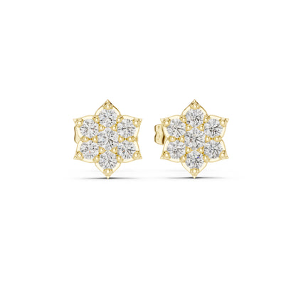 18K Yellow Gold Round Lab-Grown Diamond Engagement Earrings for Women | Pure Carat