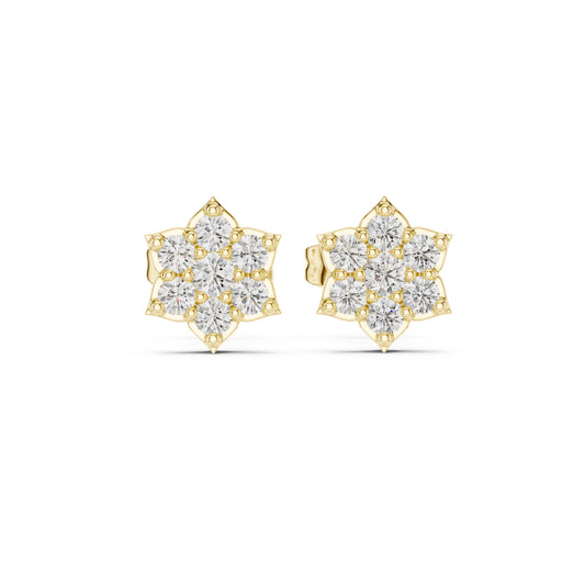 18K Yellow Gold Round Lab-Grown Diamond Engagement Earrings for Women | Pure Carat
