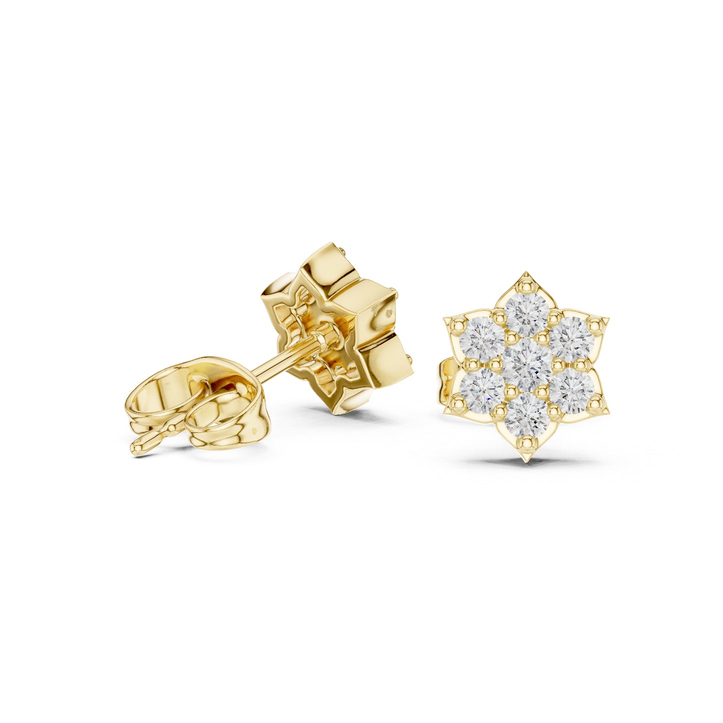 18K Yellow Gold Round Lab-Grown Diamond Engagement Earrings for Women | Pure Carat