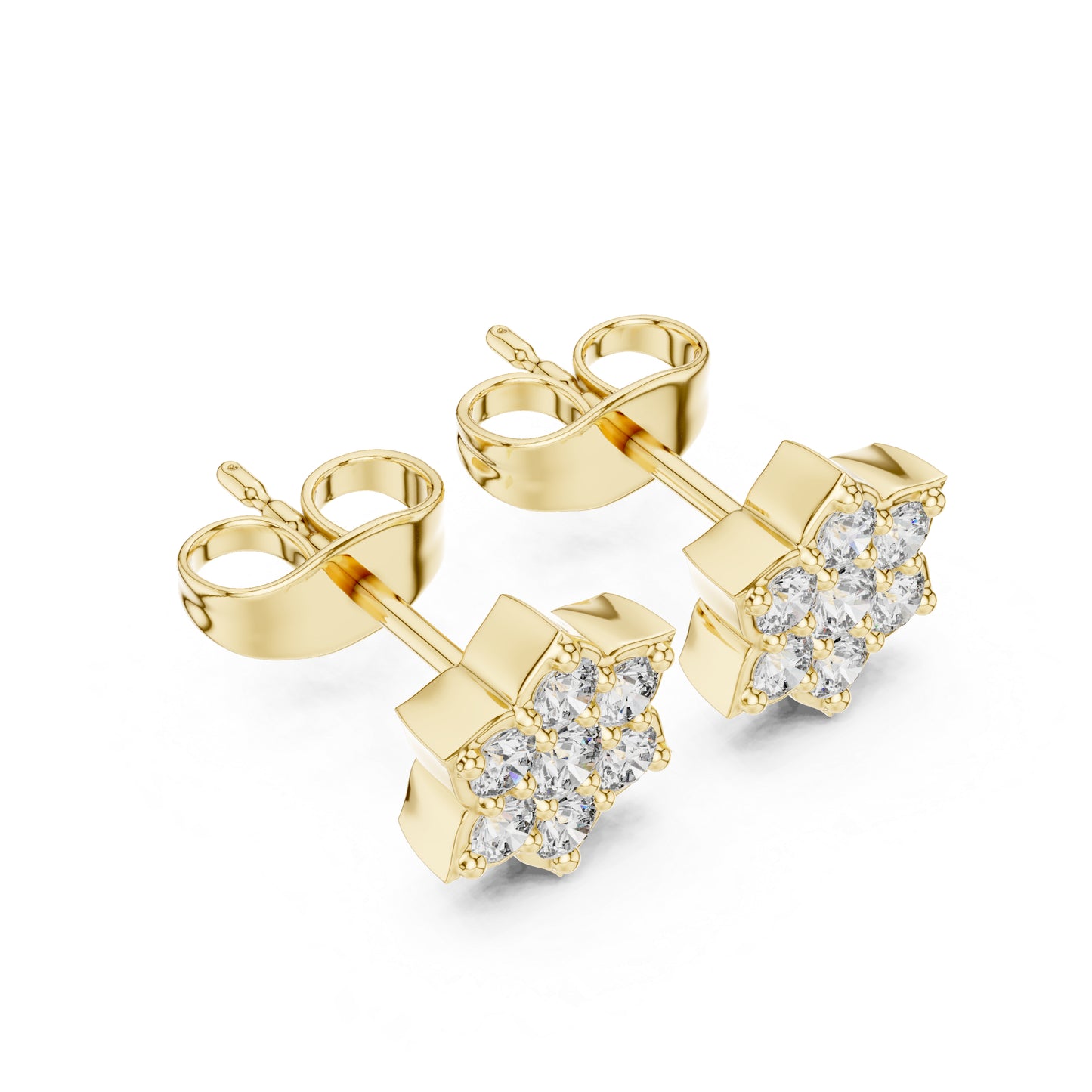 18K Yellow Gold Round Lab-Grown Diamond Engagement Earrings for Women | Pure Carat