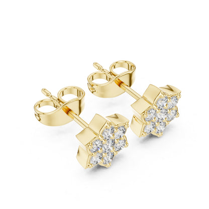 18K Yellow Gold Round Lab-Grown Diamond Engagement Earrings for Women | Pure Carat