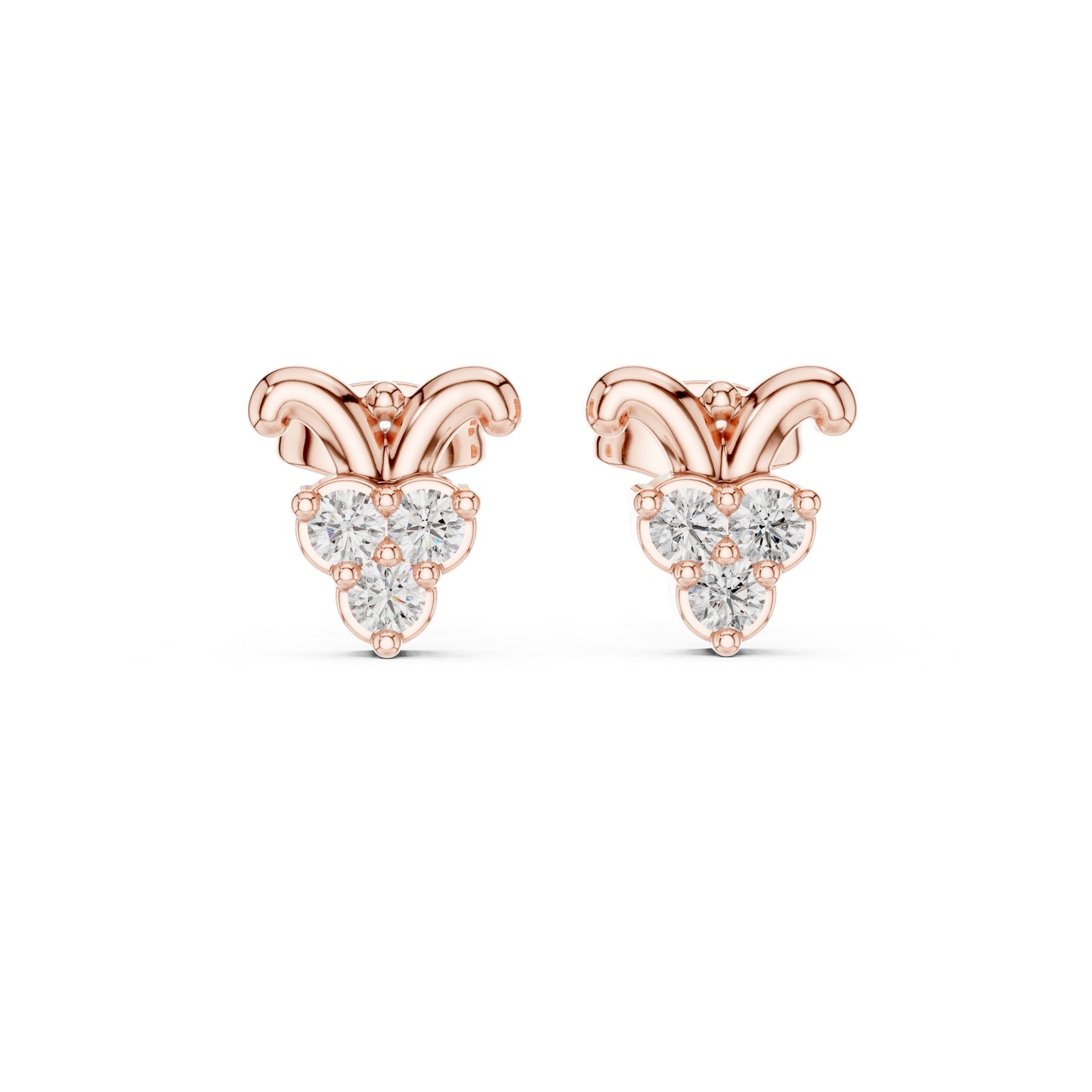 14K Rose Gold Round Lab-Grown Diamond Everyday Wear Earrings for Women | Pure Carat