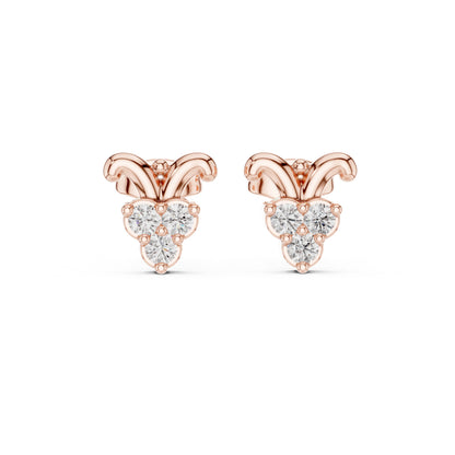 14K Rose Gold Round Lab-Grown Diamond Everyday Wear Earrings for Women | Pure Carat