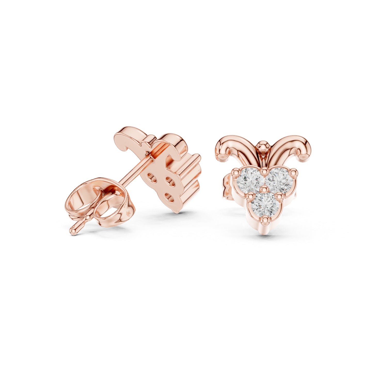 14K Rose Gold Round Lab-Grown Diamond Everyday Wear Earrings for Women | Pure Carat
