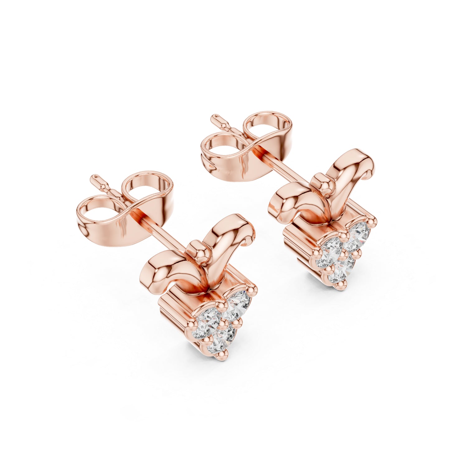 14K Rose Gold Round Lab-Grown Diamond Everyday Wear Earrings for Women | Pure Carat