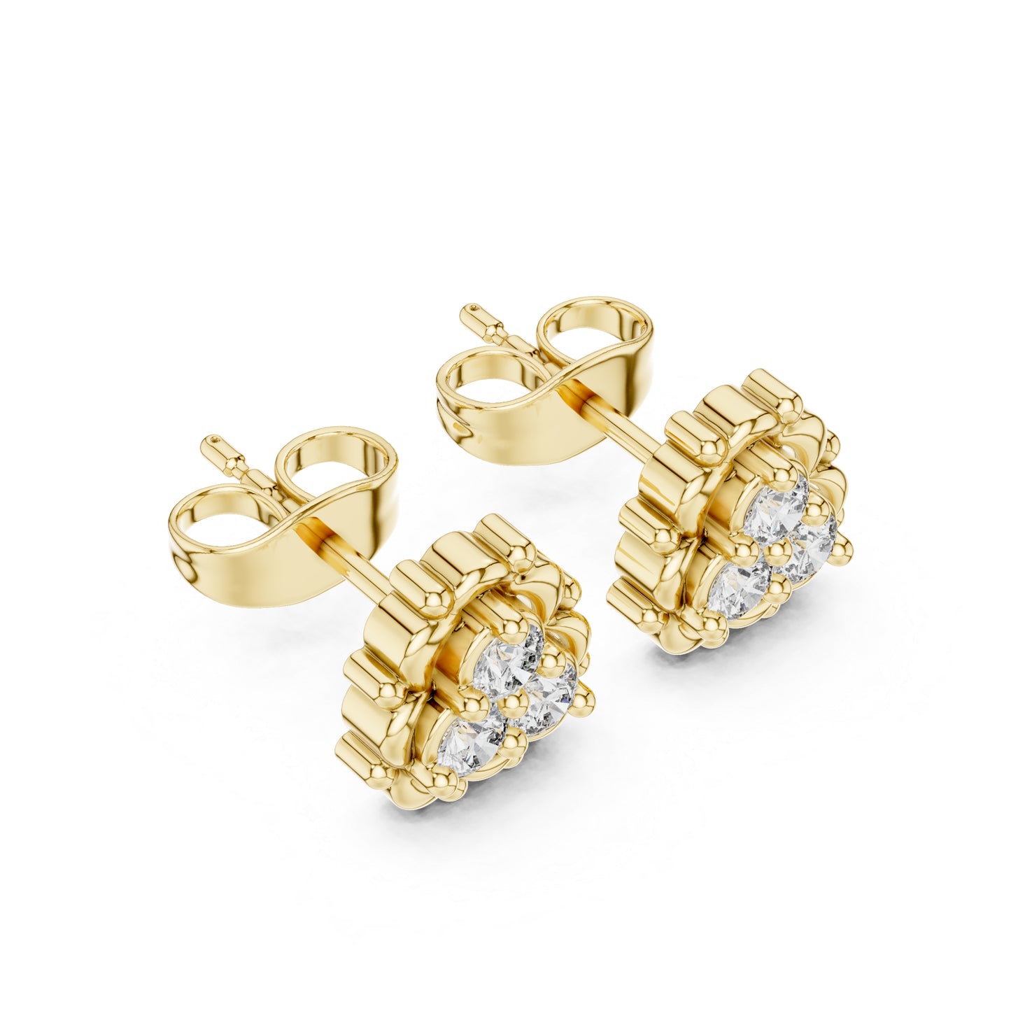14K Yellow Gold Round Lab-Grown Diamond Engagement Earrings for Women | Pure Carat