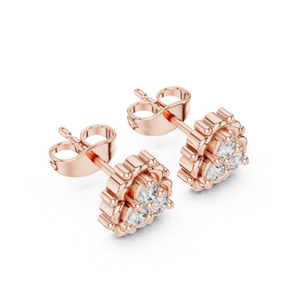 14K Yellow Gold Round Lab-Grown Diamond Engagement Earrings for Women | Pure Carat