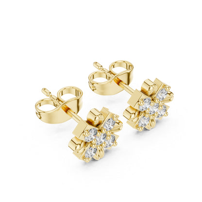 14K Yellow Gold Round Lab-Grown Diamond Everyday Wear Earrings for Women | Pure Carat