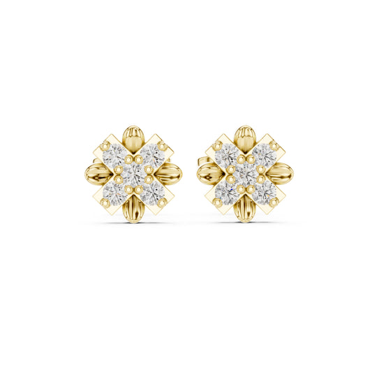 14K Yellow Gold Round Lab-Grown Diamond Everyday Wear Earrings for Women | Pure Carat