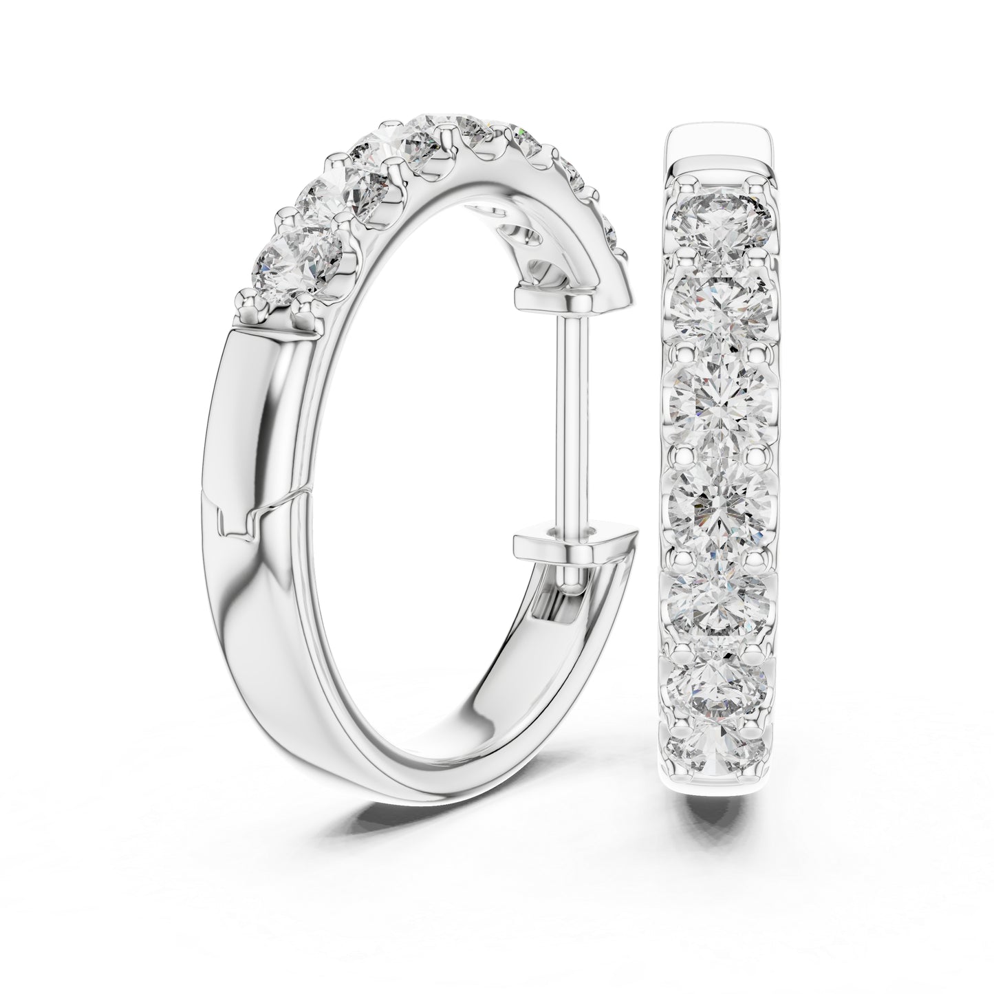 Pure Carat 18K White Gold Drop Earrings with Round Lab-Grown Diamonds - Office Wear