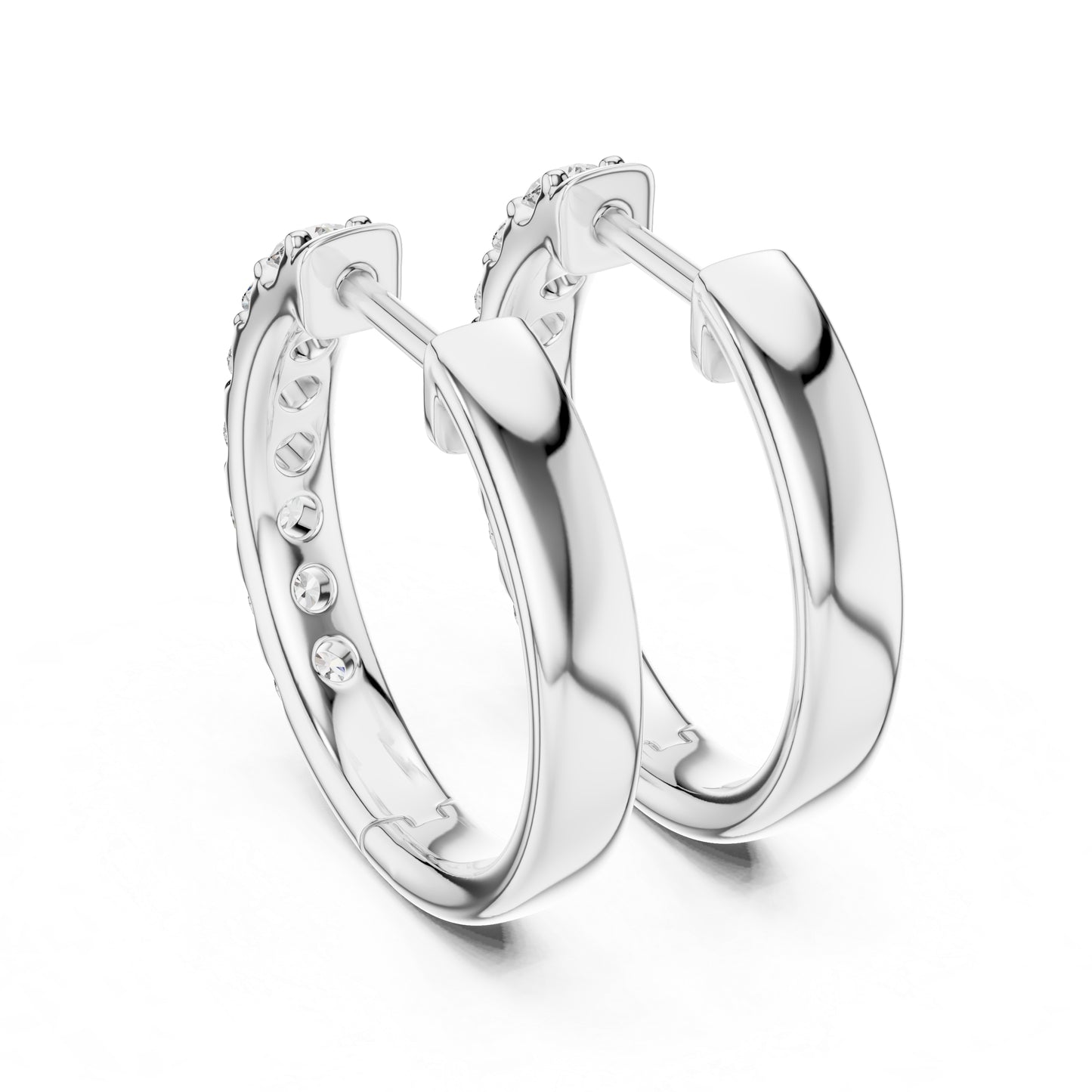 Pure Carat 18K White Gold Drop Earrings with Round Lab-Grown Diamonds - Office Wear
