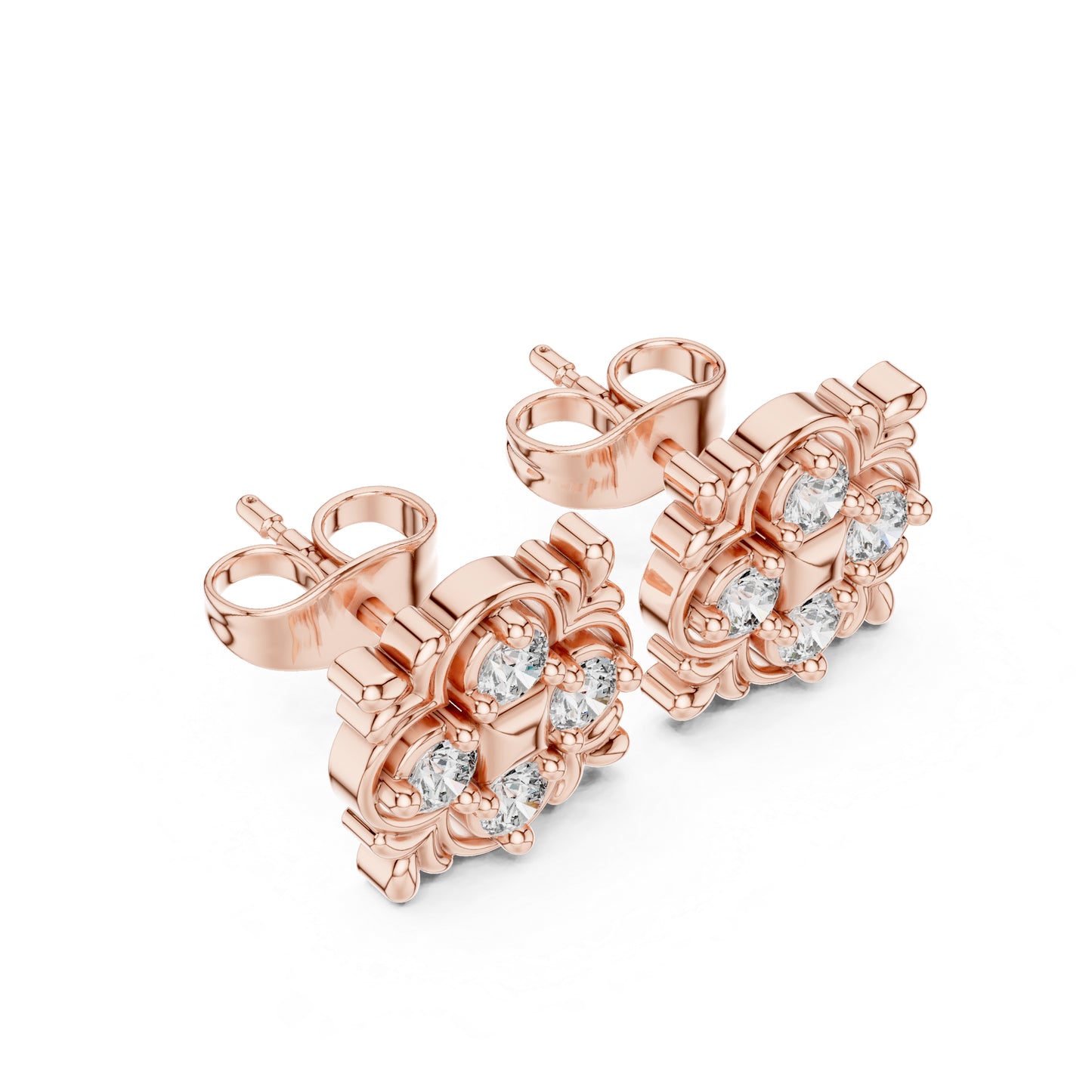 14K Rose Gold Round Lab-Grown Diamond Engagement Earrings for Women | Pure Carat