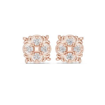 14K Rose Gold Round Lab-Grown Diamond Engagement Earrings for Women | Pure Carat
