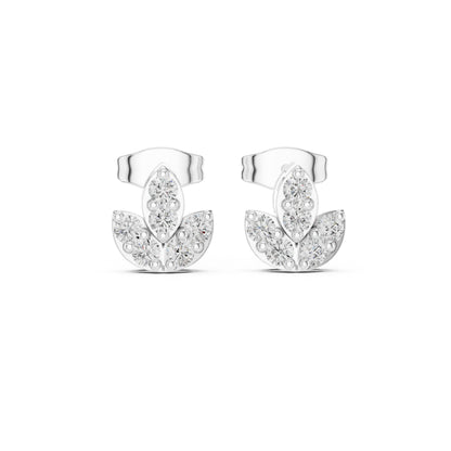 14K White Gold Round Lab-Grown Diamond Everyday Wear Earrings for Women | Pure Carat