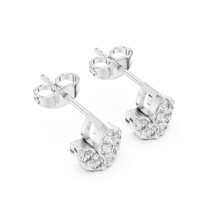14K White Gold Round Lab-Grown Diamond Everyday Wear Earrings for Women | Pure Carat