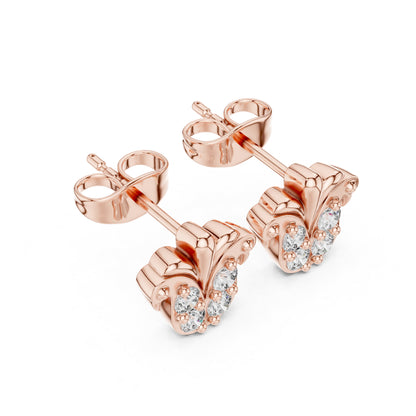 14K Rose Gold Round Lab-Grown Diamond Wedding Earrings for Women | Pure Carat