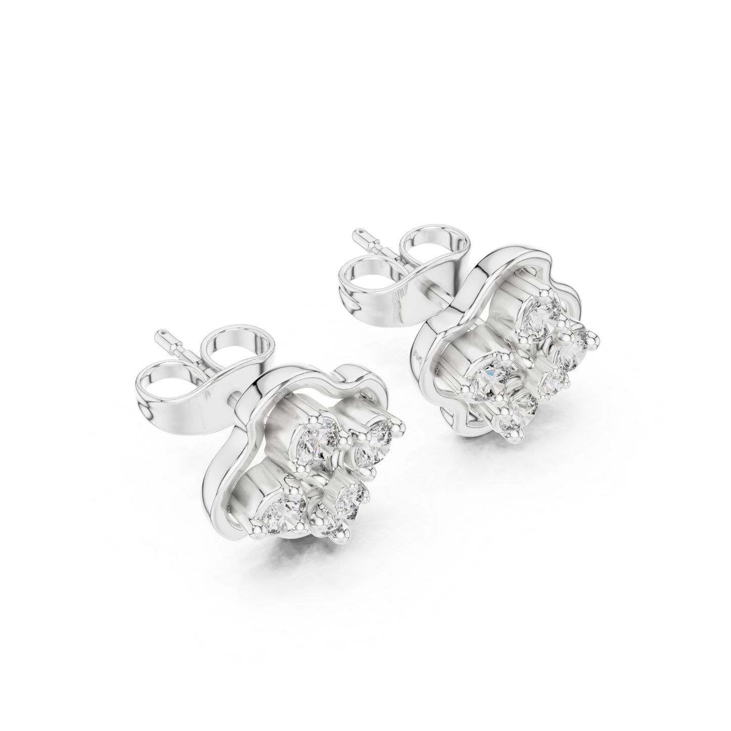 14K White Gold Round Lab-Grown Diamond Engagement Earrings for Women | Pure Carat