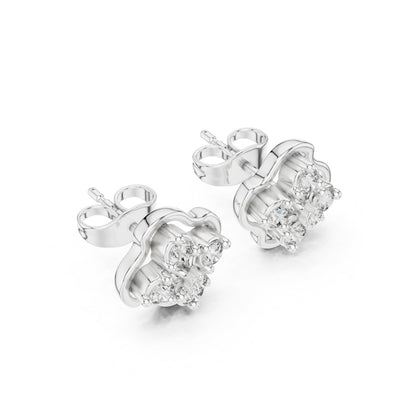 14K White Gold Round Lab-Grown Diamond Engagement Earrings for Women | Pure Carat