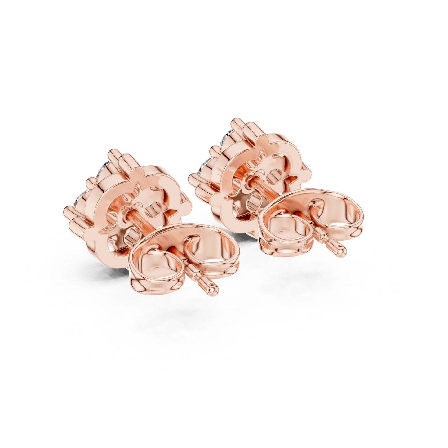 14K Rose Gold Round Lab-Grown Diamond Engagement Earrings for Women | Pure Carat
