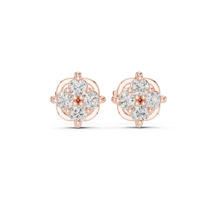 14K Rose Gold Round Lab-Grown Diamond Engagement Earrings for Women | Pure Carat