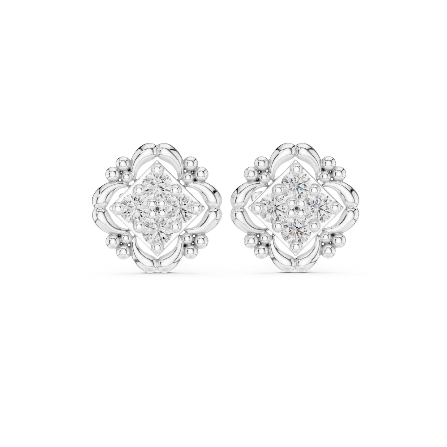 14K White Gold Round Lab-Grown Diamond Everyday Wear Earrings for Women | Pure Carat