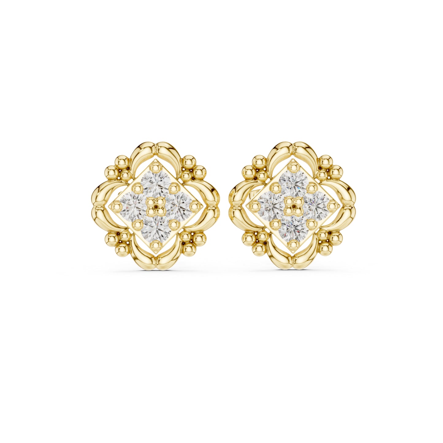 14K White Gold Round Lab-Grown Diamond Everyday Wear Earrings for Women | Pure Carat
