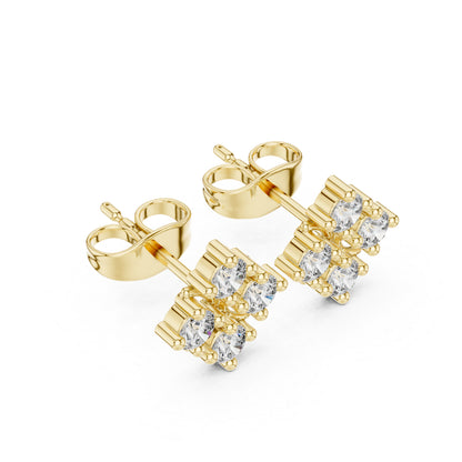 14K Rose Gold Round Lab-Grown Diamond Everyday Wear Earrings for Women | Pure Carat