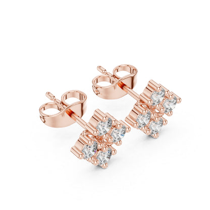 14K Rose Gold Round Lab-Grown Diamond Everyday Wear Earrings for Women | Pure Carat