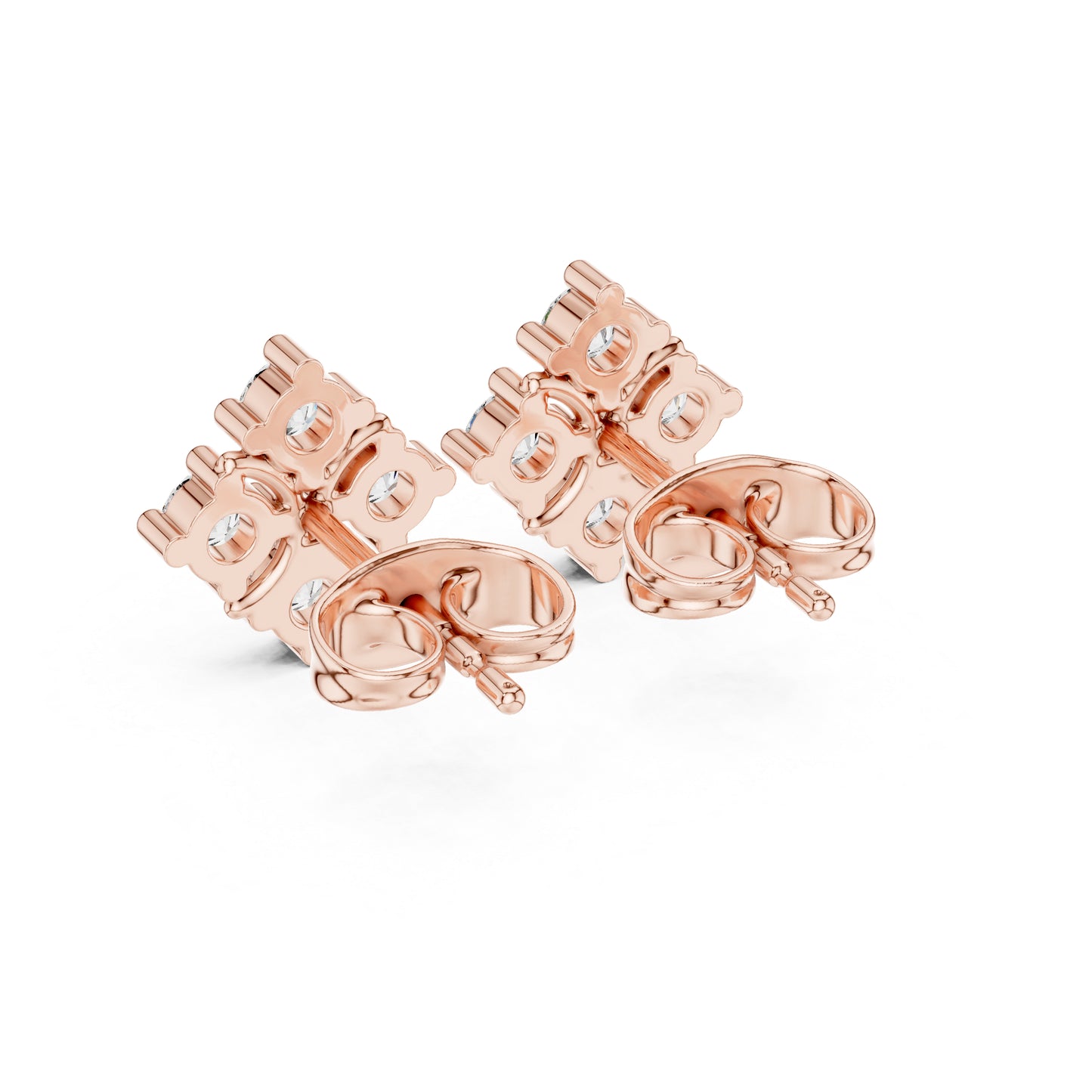 14K Rose Gold Round Lab-Grown Diamond Everyday Wear Earrings for Women | Pure Carat