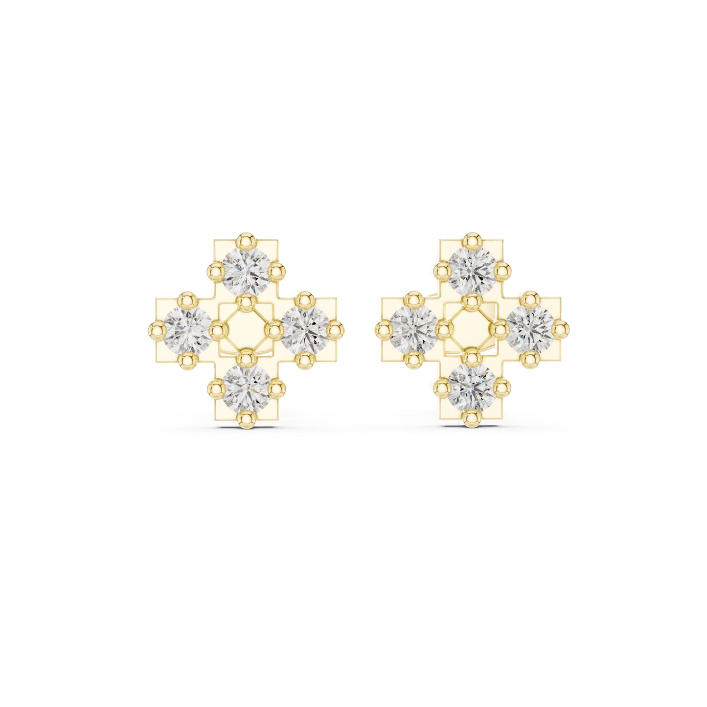 18K Yellow Gold Round Lab-Grown Diamond Everyday Wear Earrings for Women | Pure Carat