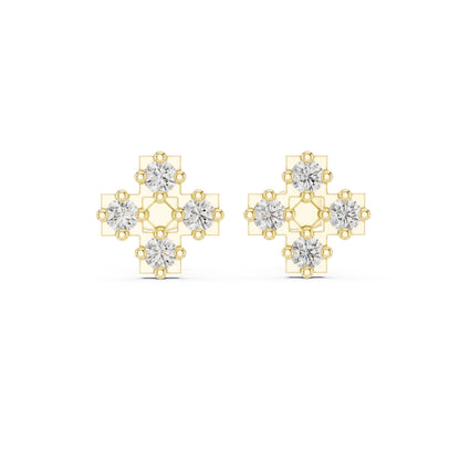 18K Yellow Gold Round Lab-Grown Diamond Everyday Wear Earrings for Women | Pure Carat