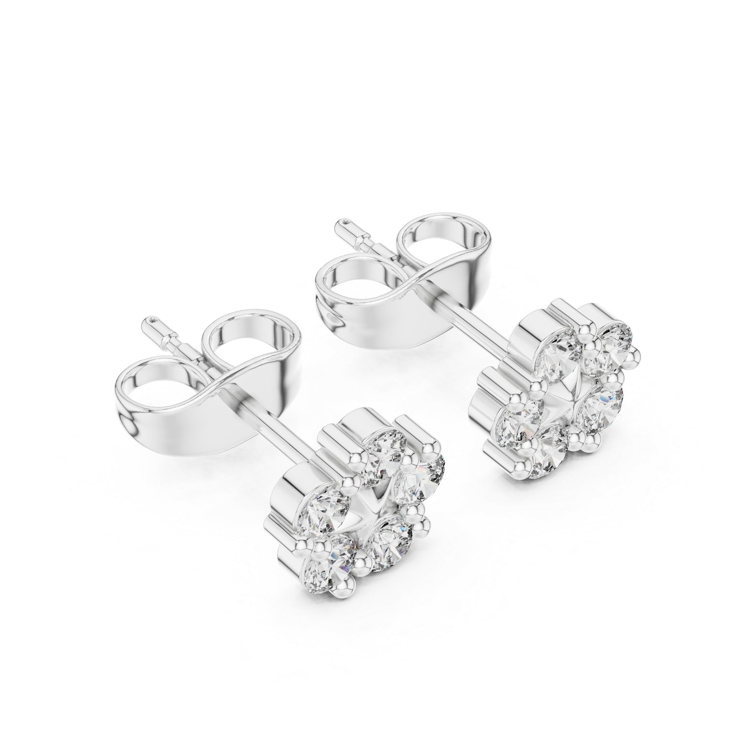 14K White Gold Round Lab-Grown Diamond Everyday Wear Earrings for Women | Pure Carat