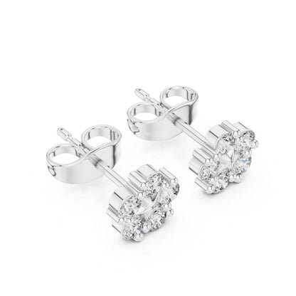 14K White Gold Round Lab-Grown Diamond Everyday Wear Earrings for Women | Pure Carat