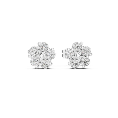 14K White Gold Round Lab-Grown Diamond Everyday Wear Earrings for Women | Pure Carat