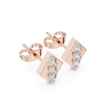 14K Rose Gold Round Lab-Grown Diamond Engagement Earrings for Women | Pure Carat