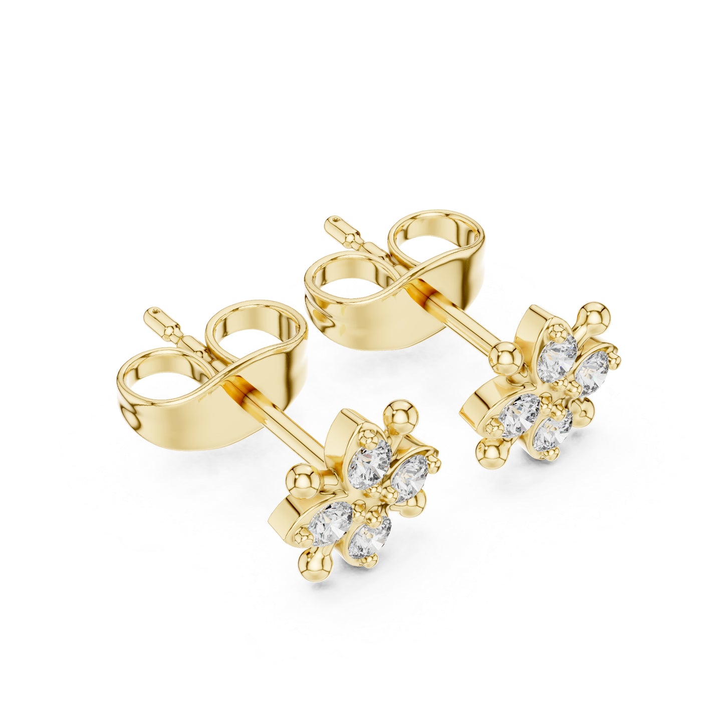 14K Yellow Gold Round Lab-Grown Diamond Engagement Earrings for Women | Pure Carat