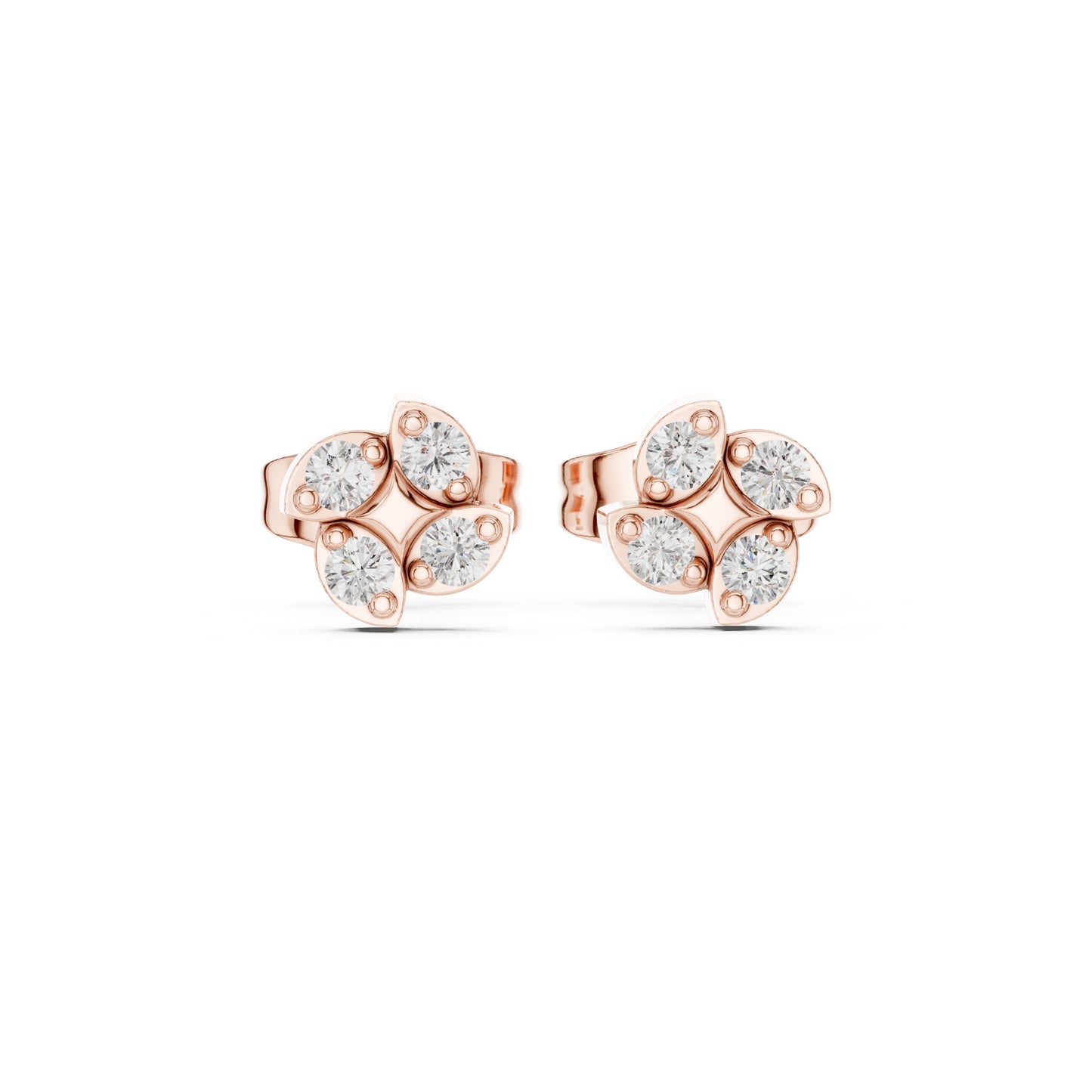14K Rose Gold Round Lab-Grown Diamond Everyday Wear Earrings for Women | Pure Carat